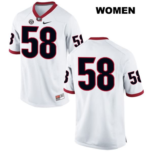 Georgia Bulldogs Women's Pat Allen #58 NCAA No Name Authentic White Nike Stitched College Football Jersey KMX3556VV